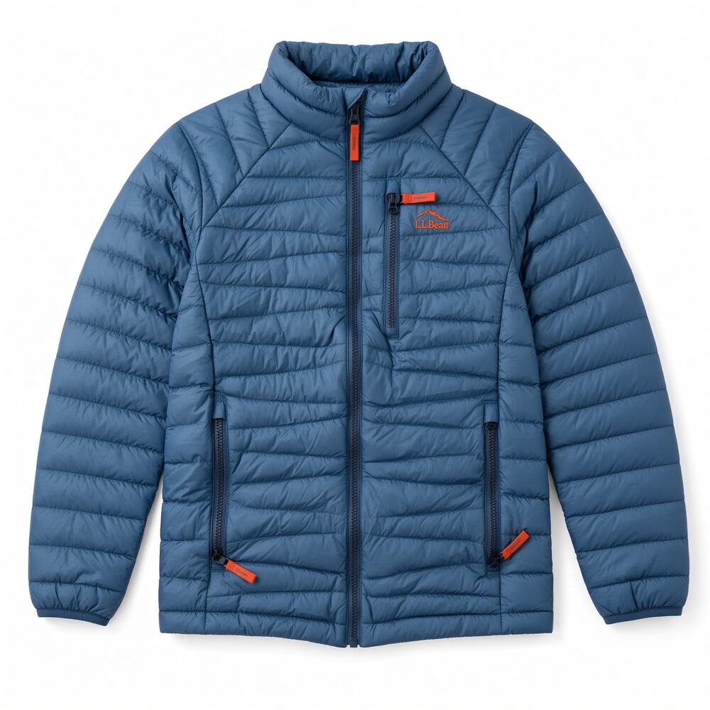 LL Bean Kids DownTek Puffer Jacket Youth M 10-12 Blue Packable Goose Down